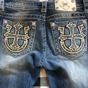 Miss me jeans size 27 straight leg and  shirt, necklace